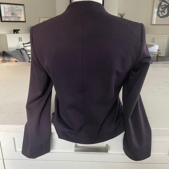 Baia Double Breasted Viscose Polyamide Lined Cropped Jacket Deep Plum Sz 4 - Picture 5 of 11